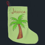 Petite Chaussette De Noël Green Tropical Palm Tree Beach Island Personnalisé<br><div class="desc">Le stockage présente une illustration originale d'un palmier tropical sur un arrière - plan vert. Personnalisez simplement avec votre nom pour un stockage de Noël unique! Ne vois-tu pas ce que tu cherches ? Vous avez besoin d'aide pour la personnalisation ? Contactez Rebecca pour avoir quelque chose conçu pour vous....</div>