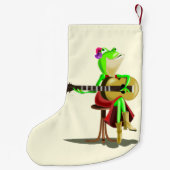 Petite Chaussette De Noël Grenouille de Noël avec guitare - Amusant (Dos)