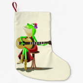 Petite Chaussette De Noël Grenouille de Noël avec guitare - Amusant (Devant)