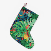 Petite Chaussette De Noël Grenouilles Monstera feuilles Motif foncé (Devant (Accrochage))