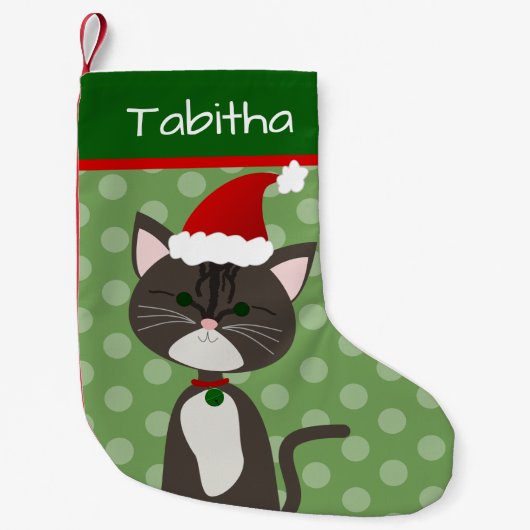 Petite Chaussette De Noël Grey Tabby Père Noël Kitty (Devant)