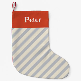 Petite Chaussette De Noël Gris des rayures diagonales minimales de Noël