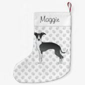 Petite Chaussette De Noël Gris Italien Noir Et Blanc Avec Nom Personnalisé (Dos)