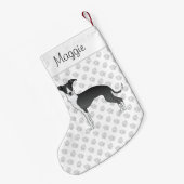 Petite Chaussette De Noël Gris Italien Noir Et Blanc Avec Nom Personnalisé (Dos (Accrochage))