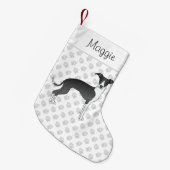 Petite Chaussette De Noël Gris Italien Noir Et Blanc Avec Nom Personnalisé (Devant (Accrochage))