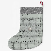 Petite Chaussette De Noël Gris Partition Silver Faux Parties scintillant (Dos)
