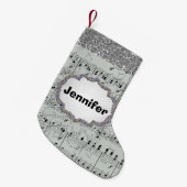 Petite Chaussette De Noël Gris Partition Silver Faux Parties scintillant (Devant (Accrochage))