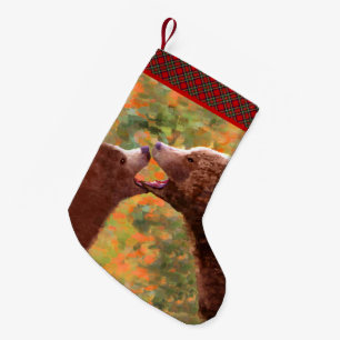 Petite Chaussette De Noël Grizzly Bear Mom and Cub Painting - Wildlife Art