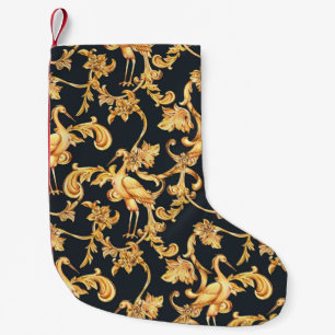 Petite Chaussette De Noël Grues baroques dorées : ornement rococo.