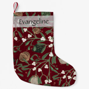 Petite Chaussette De Noël Guimauve rouge élégante et Noël à bauble