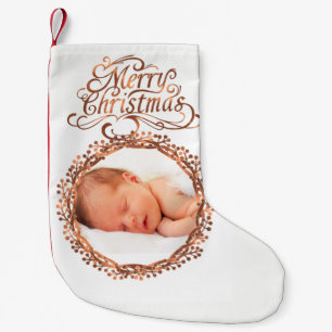 Petite Chaussette De Noël guirlande de baie de Cuivre-regard et manuscrit de