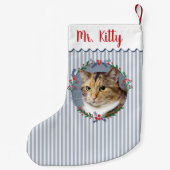 Petite Chaussette De Noël Guirlande de Noël persistante à rayures bleues Pho (Dos)