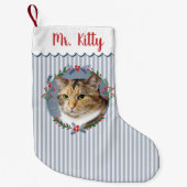 Petite Chaussette De Noël Guirlande de Noël persistante à rayures bleues Pho (Devant)