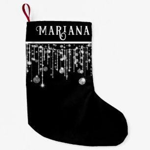 Petite Chaussette De Noël Guirlande lumineuse noire petit bas de Noël
