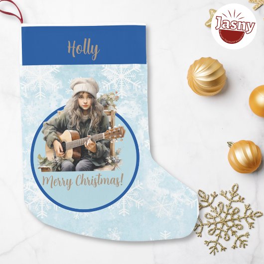 Petite Chaussette De Noël Guitare musicale Fille Noël Stocking