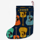 Petite Chaussette De Noël Guitare Player Double face Nom Ado Garçons (Dos)