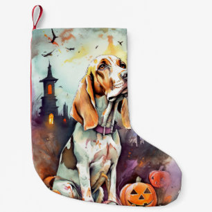 Petite Chaussette De Noël Halloween Basset Hound Avec Crainte Citrouille