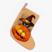Petite Chaussette De Noël Halloween Cute Kitty Witch et ami Citrouille (Devant (Accrochage))