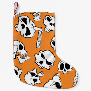 Petite Chaussette De Noël Halloween Skulls Bones DoodMotif