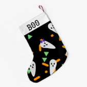 Petite Chaussette De Noël Halloween Stocking | Cute Ghost Confetti (Dos (Accrochage))