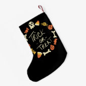 Petite Chaussette De Noël Halloween Stocking | Éffrayante feuille ou couronn (Dos (Accrochage))
