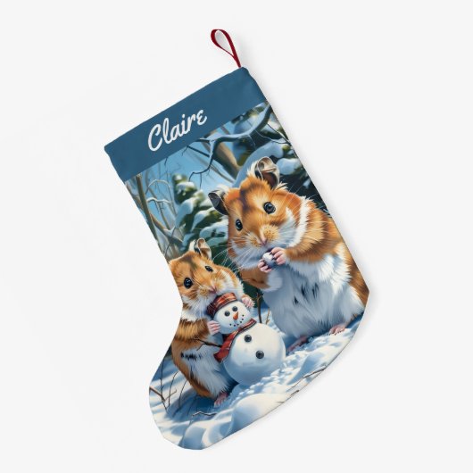 Petite Chaussette De Noël Hamsters et Noël Snowman (Dos (Accrochage))