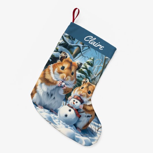 Petite Chaussette De Noël Hamsters et Noël Snowman (Devant (Accrochage))