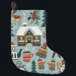 Petite Chaussette De Noël Hand drawn seamless vintage pattern with cute fore<br><div class="desc">Hand drawn seamless vintage pattern with cute forest animals. Winter woodland repetitive wallpaper with deer,  fox,  bird,  chalet,  flowers and ski on light blue background.</div>