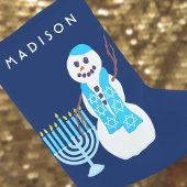 Petite Chaussette De Noël Hanoukka Jewish Snowman Menorah SML Chrismukkah