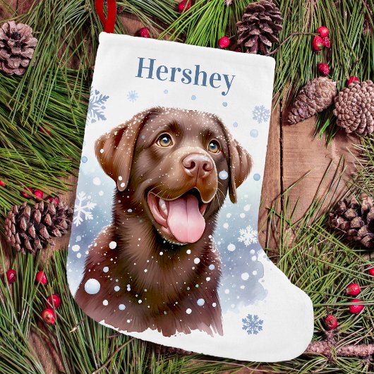 Petite Chaussette De Noël Happy Chocolat Labrador Retriever Snowflakes Chien