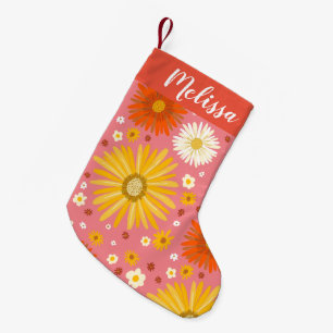 Petite Chaussette De Noël Happy Daisies Motif PERSONNALISÉ