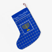 Petite Chaussette De Noël HAPPY HANOUKKA Star de David Menorah LIGHT BLUE (Dos (Accrochage))