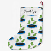 Petite Chaussette De Noël Haricots verts mignons sur dessin animé trampoline (Dos)