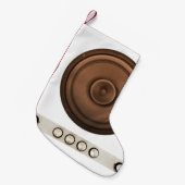 Petite Chaussette De Noël Haut-parleurs rétro : brun, blanc isolé. (Devant (Accrochage))