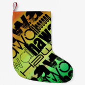 Petite Chaussette De Noël Hawaï ; Vert, orange et jaune vif (Devant)