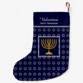 Petite Chaussette De Noël HEUREUSE HANOUKKA Star de David Menorah DARK BLUE (Dos)