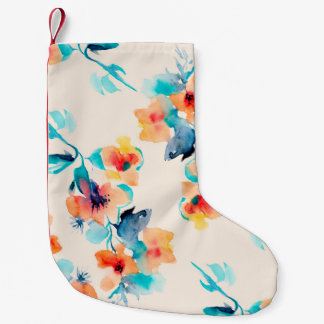 Petite Chaussette De Noël Hibiscus fleurs aquarelle illustration motif
