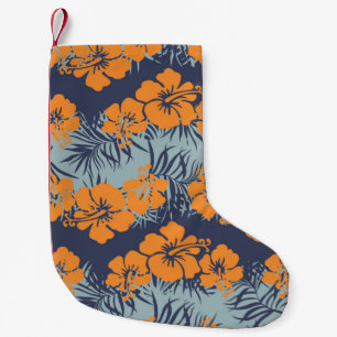Petite Chaussette De Noël Hibiscus fleurs sans couture motif, Vintage fleuri