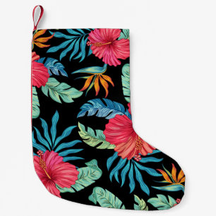 Petite Chaussette De Noël hibiscus modifiable, motif floral vintage