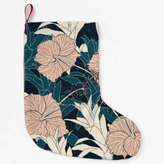 Petite Chaussette De Noël Hibiscus rose tropical, arrière - plan sombre