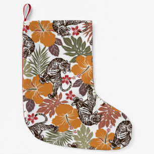 Petite Chaussette De Noël Hibiscus Tiger, Motif exotique.