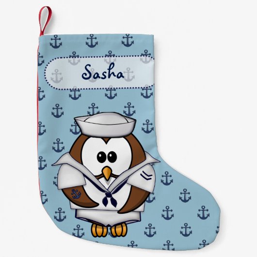 Petite Chaussette De Noël hibou marin (Devant)