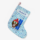 Petite Chaussette De Noël hiboux de ski réserve de Noël (Devant (Accrochage))