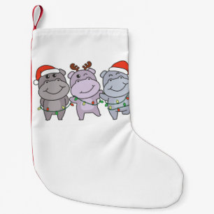 Petite Chaussette De Noël Hippo Animaux de Noël mignons Hippopotames vacance