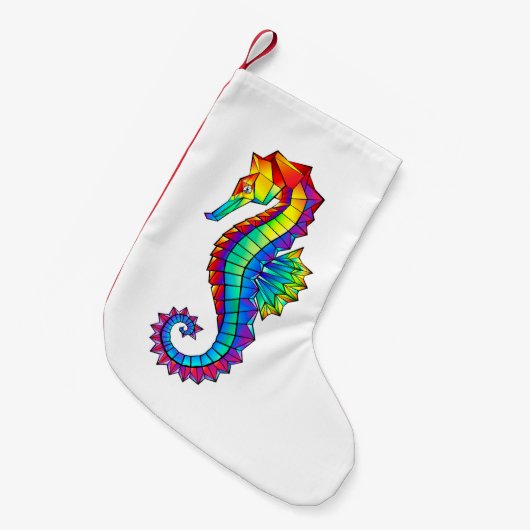 Petite Chaussette De Noël Hippocampe polygonal arc-en-ciel (Devant (Accrochage))