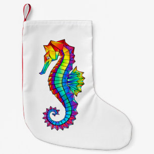 Petite Chaussette De Noël Hippocampe polygonal arc-en-ciel