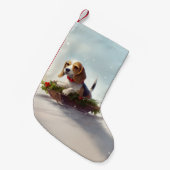 Petite Chaussette De Noël hiver de neige de Noël beagle (Devant (Accrochage))