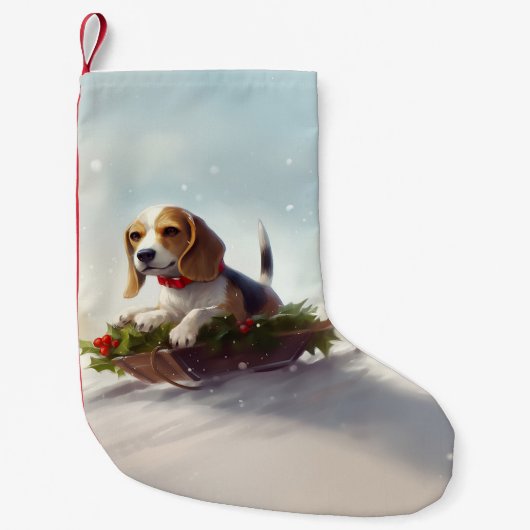 Petite Chaussette De Noël hiver de neige de Noël beagle (Devant)