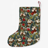 Petite Chaussette De Noël Hiver Maisons de Noël Arbres Faux Broderie (Dos)