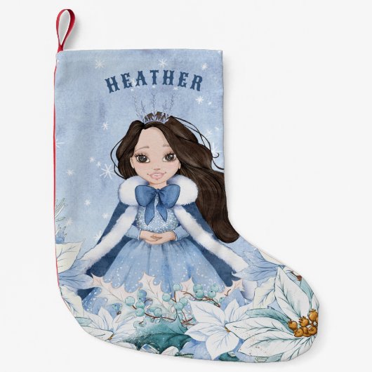 Petite Chaussette De Noël Hiver neigeux Black Haired Princesse (Devant)